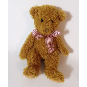 Douglas Teddy Bear Plush Classic Cuddle Toys Fuzzy Pink Bow 7” Stuffed Toy